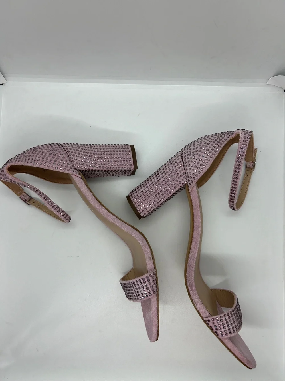 Madden Girl Bella HS Lavender-Pink Rhinestone Round Toe High Heel Shoes Size 10M